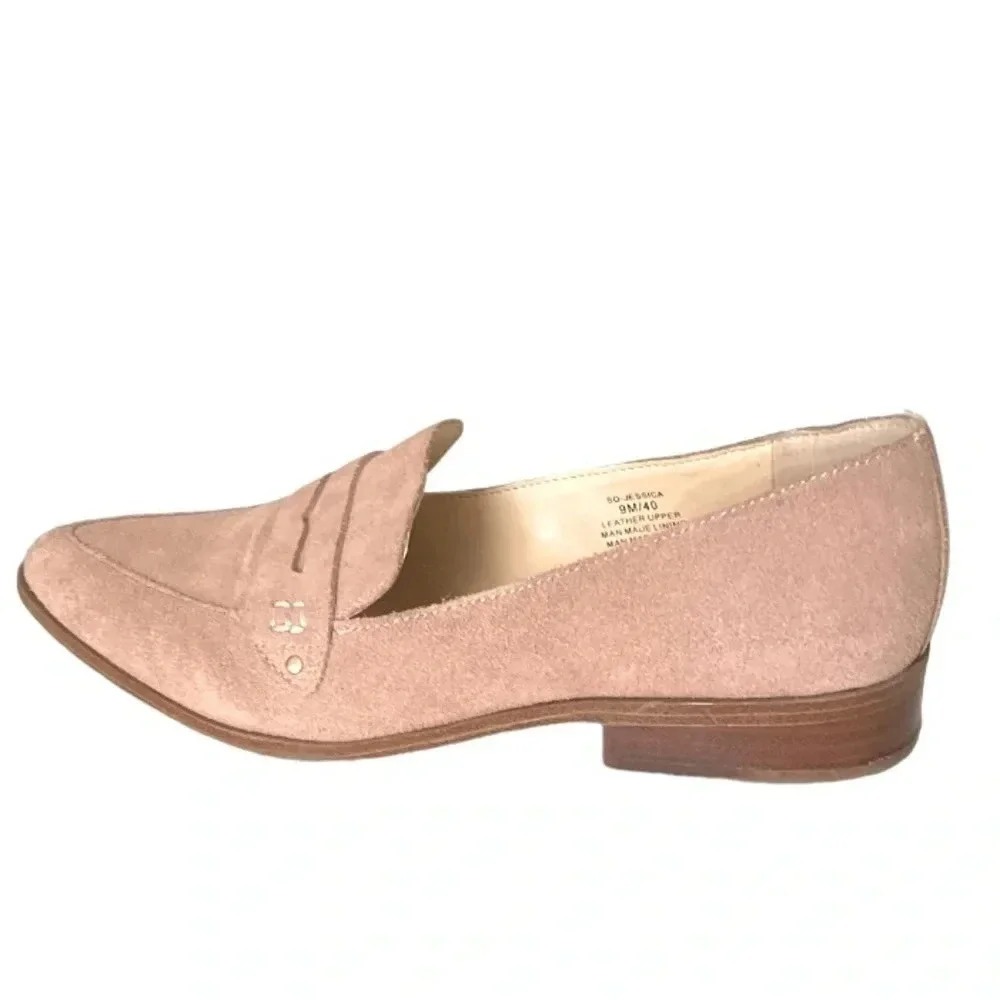 SOLE SOCIETY | Jessica Dusted Plum Leather Suede Slip-On Loafers Size 9M (NWOB)
